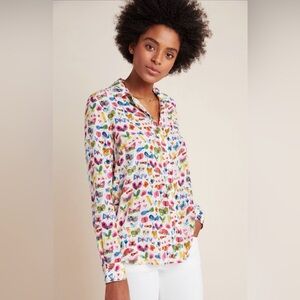 Anthropologie Carolyn Gavin Mariposa Silk Blouse